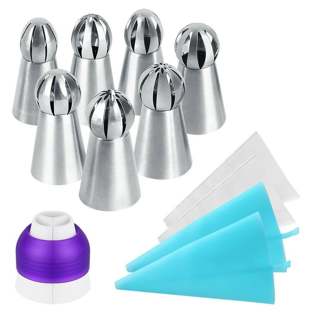7pc Sphere Ball Russian Icing Piping Tips Nozzles Cake Decor Pastry Baking Tools