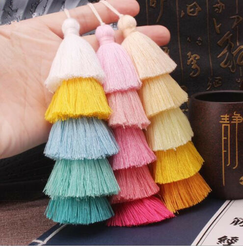 2pcs 5 Layer Cotton Tiered Earrings Tassels Pendant Jewelry Making Accessories