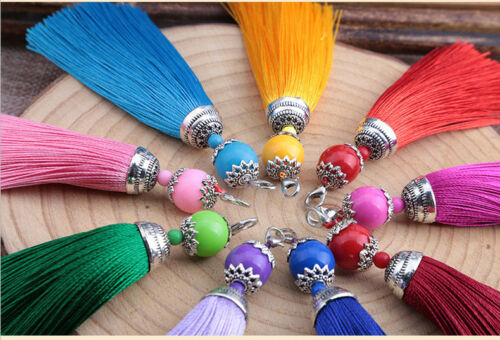 13 Colors 8cm Ice Silk Lobster Clip Tassel Trim Key Chian Pendant Jewelry Making